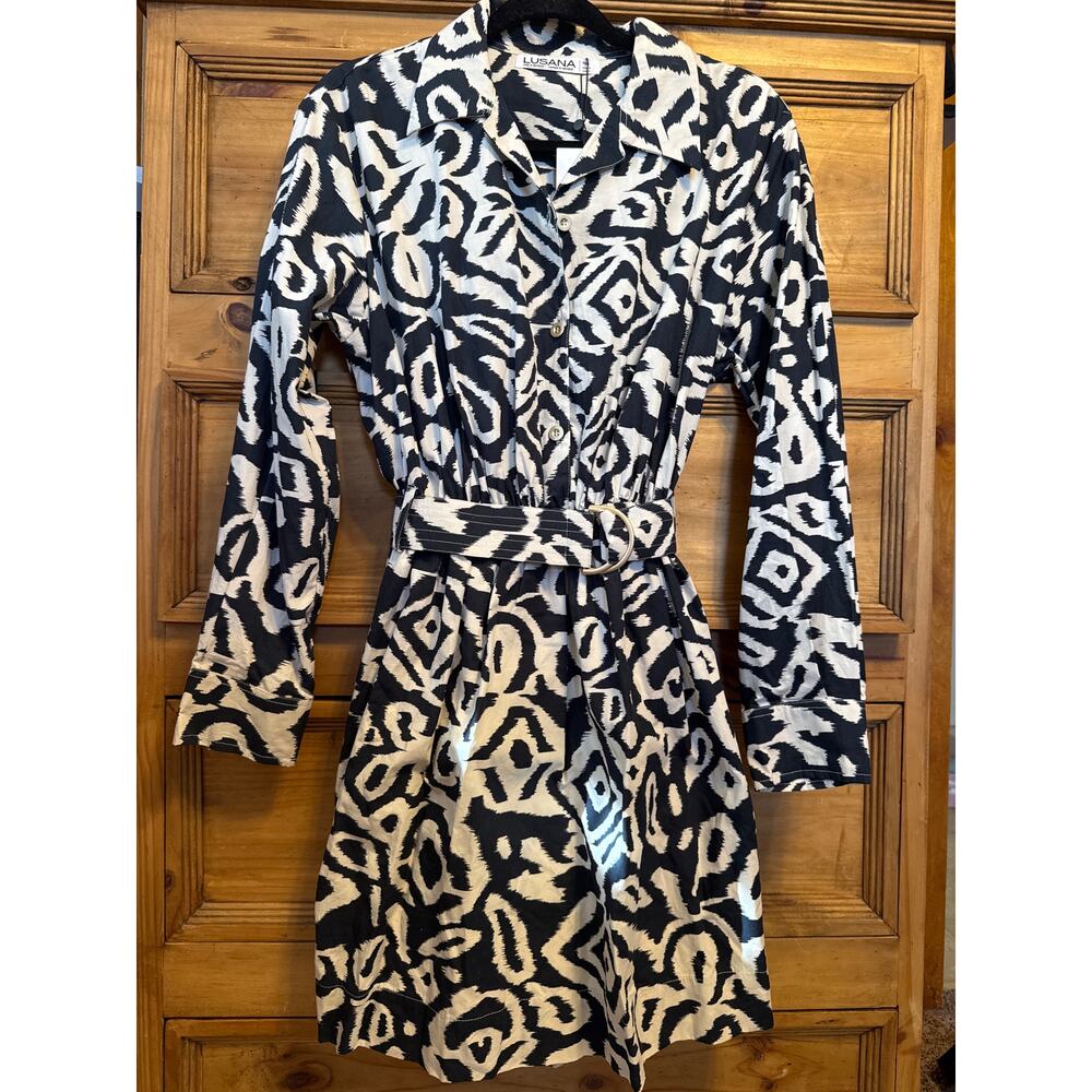 Lusana Belted Shirt Dress I Kat Large New